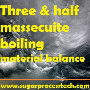 Three and half massecuite boiling material balance calculation |Sugar Tech | Sugar Industry 3& 1/2 massecuite boiling scheme material balance 
